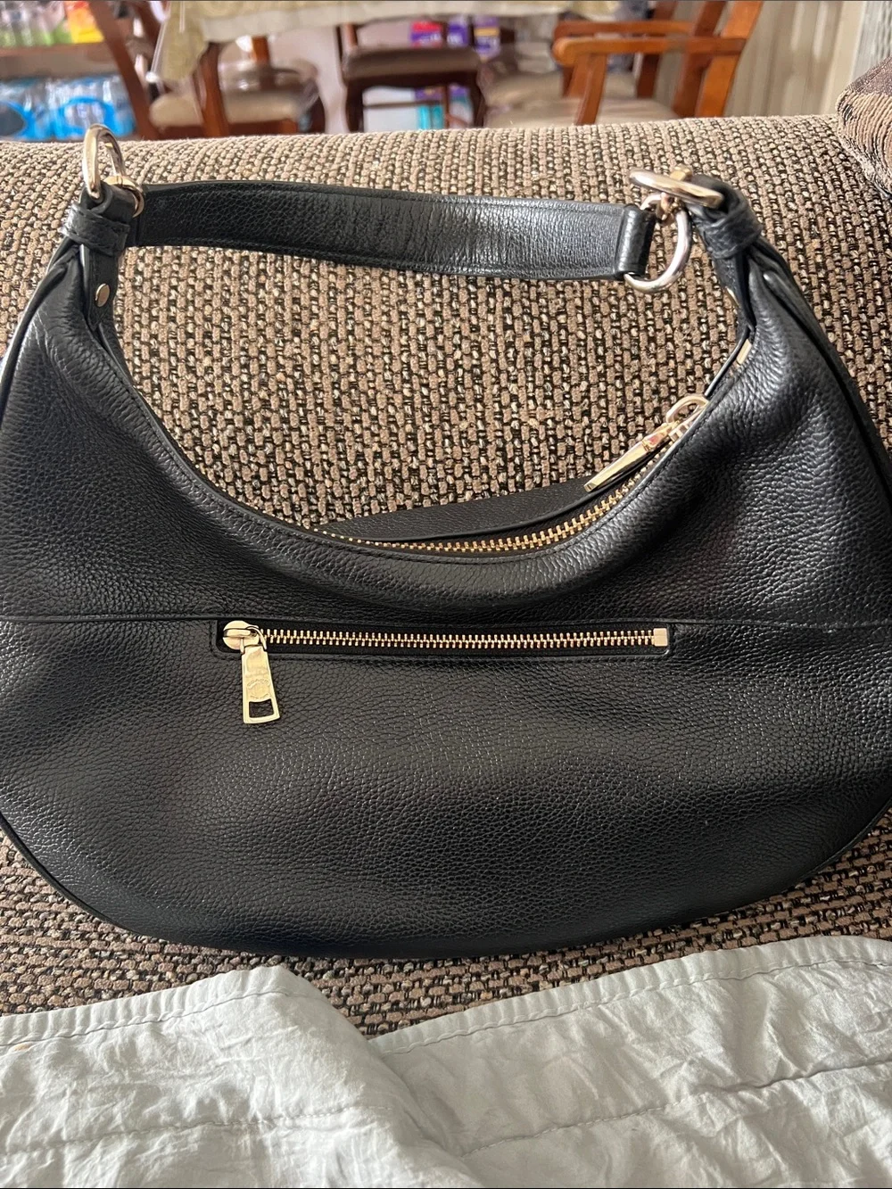 Coach Black Pebbled Leather Shoulder Hobo with Gold Hardware